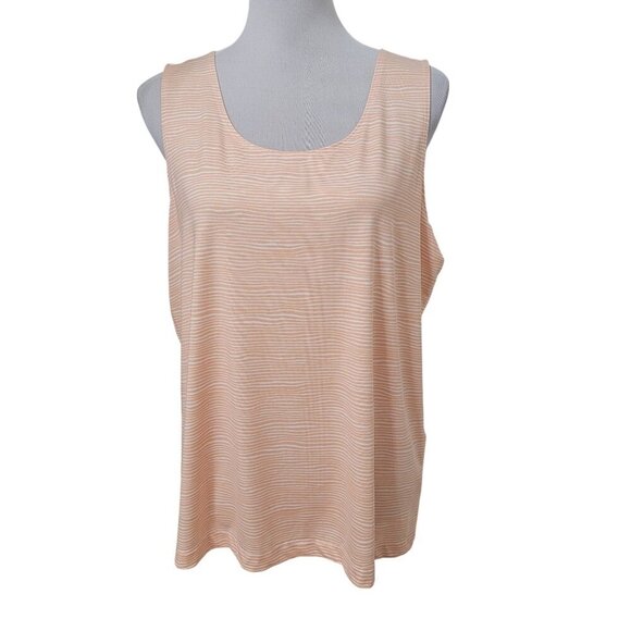 Chico's Size 3 (XL/16) Peach & White Abstract Striped Tank Top, Exc. Used Cond. - Picture 1 of 12